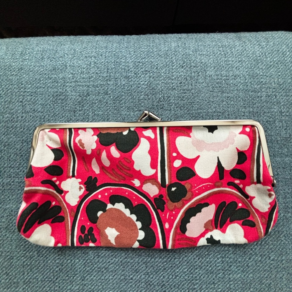 Marimekko Pink and Black Floral Clutch
